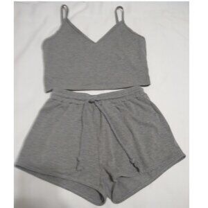 Heathered Knit Cami Top & Drawstring Shorts Set